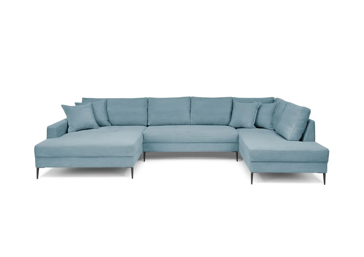 Wohnlandschaft - Longchair links, 2-Sitzer, Ecke rechts, Stoff, Petrol