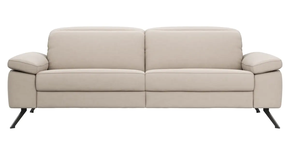 Sofa Rafaela 2.0 - 3-Sitzer inkl. Kopfteil verstellbar, Leder, Champagner