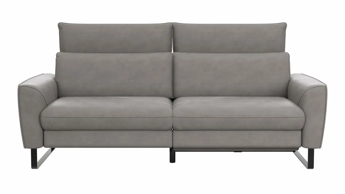 Sofa Avela - 3-Sitzer inkl. Relaxfunktion motorisch und Kopfteil verstellbar, Leder, Steingrau