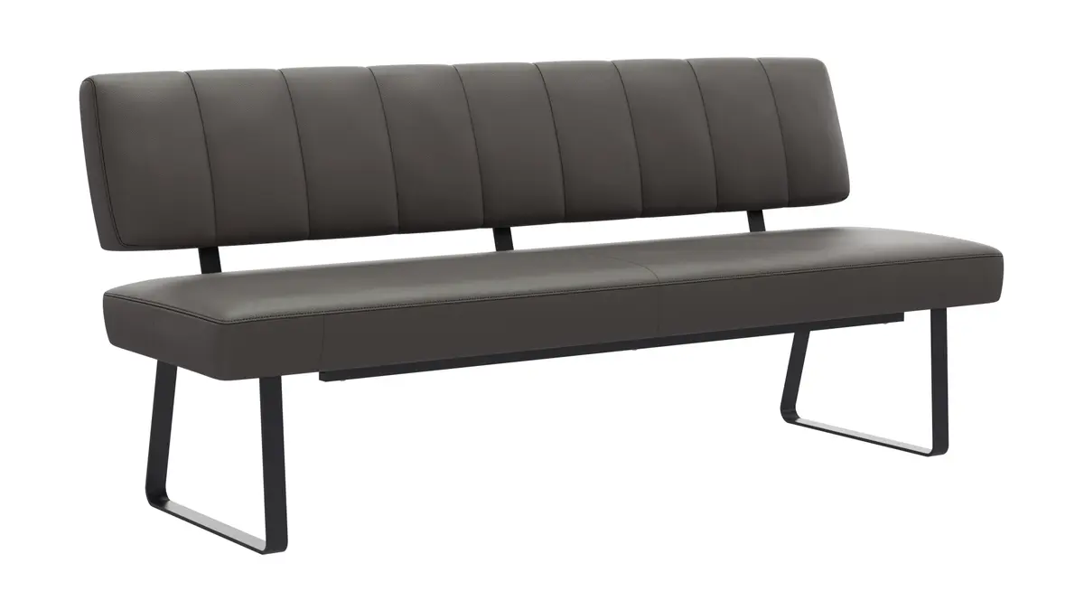 Polsterbank Carmelo - Breite ca. 183 cm, Leder, Steingrau