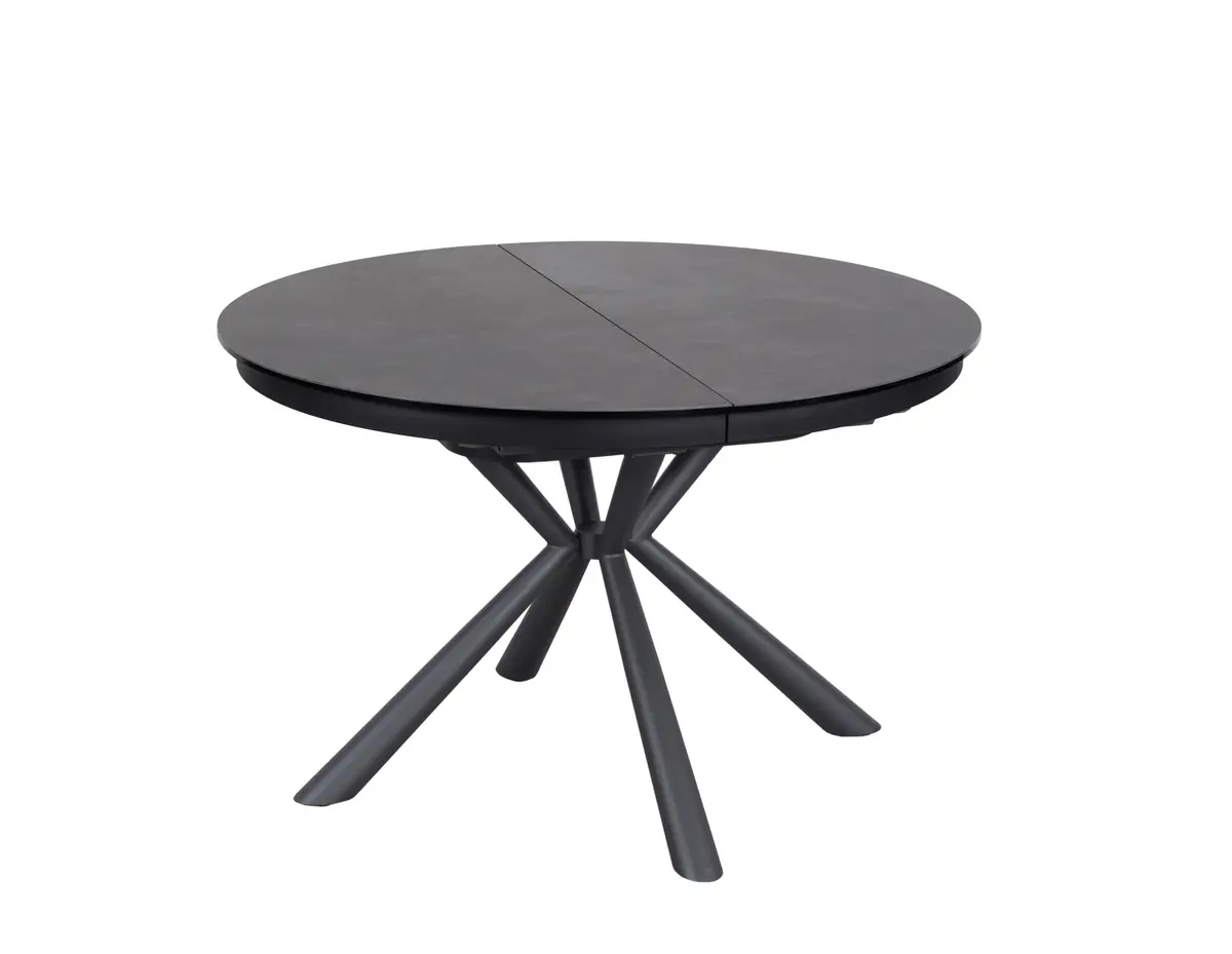 Esstisch MALEKO - ausziehbar, Ø/H ca. 120x76 cm, Glaskeramik, Dunkelgrau