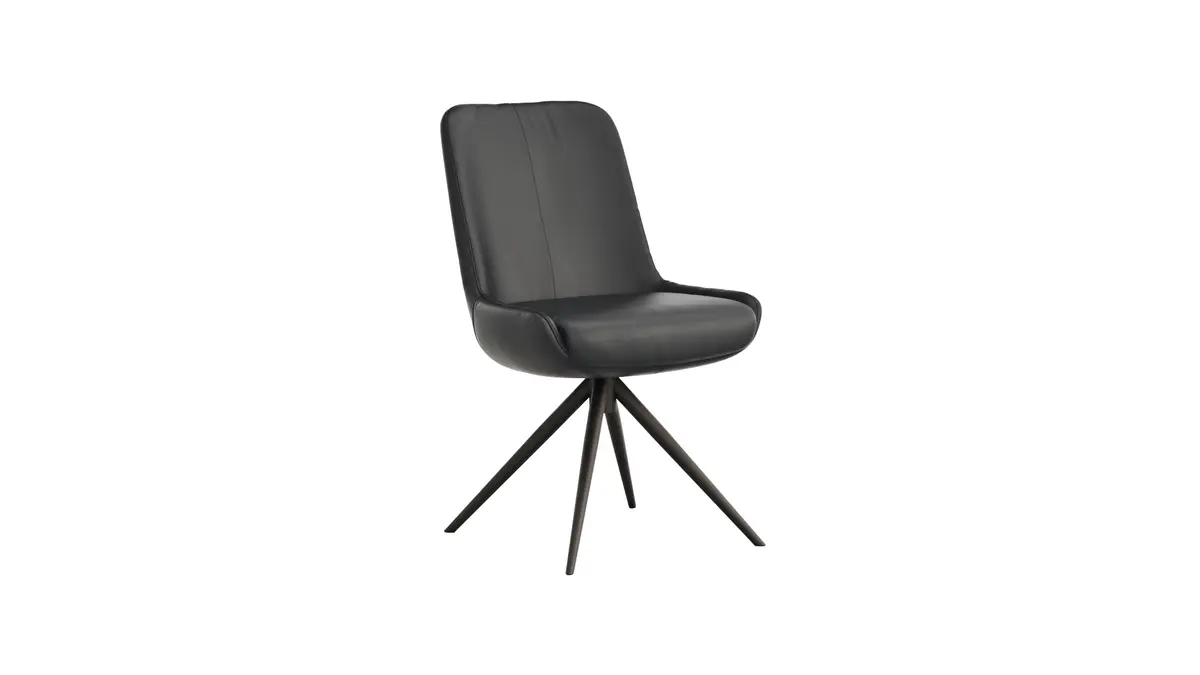 Stuhl Mis - Leder, Schwarz, Gestell, Schwarz