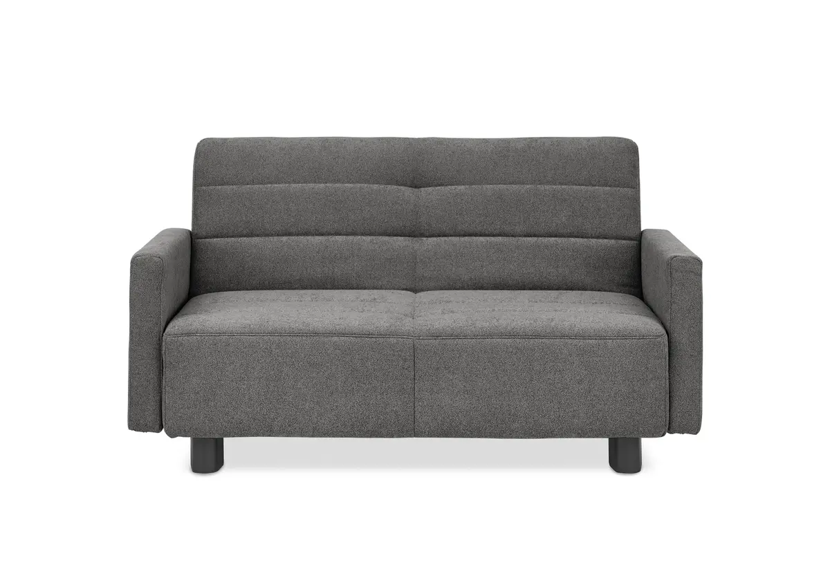  Faltsofa Easy - 2-Sitzer, ca. 140 cm inkl. Schlaffunktion/Topper/Armteil verstellbar, Stoff, Dunkelgrau