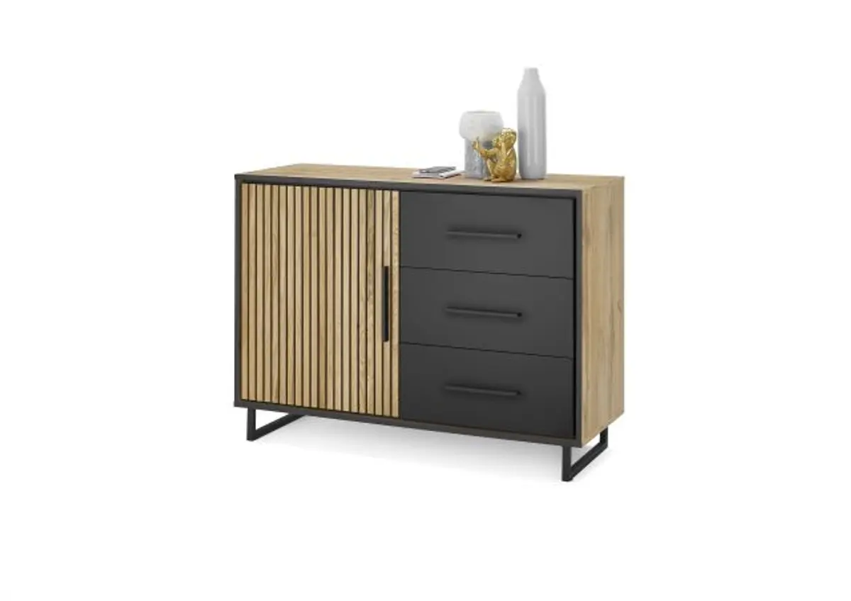 Kommode- Eiche Dekor, Schwarz