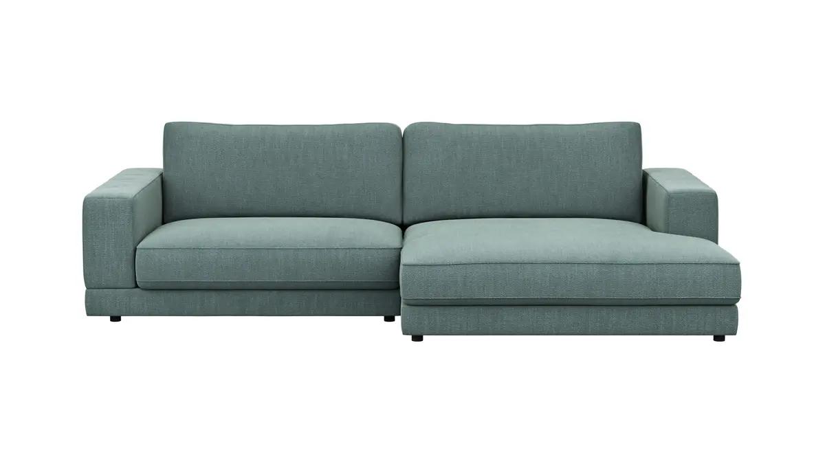 Ecksofa Juni - 1,5-Sitzer mit Longchair rechts, Stoff, Petrol