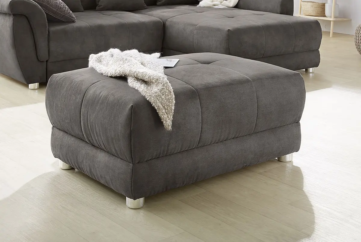 Hocker - 111 Zentimeter, 77 Zentimeter, Stoff, Grau 