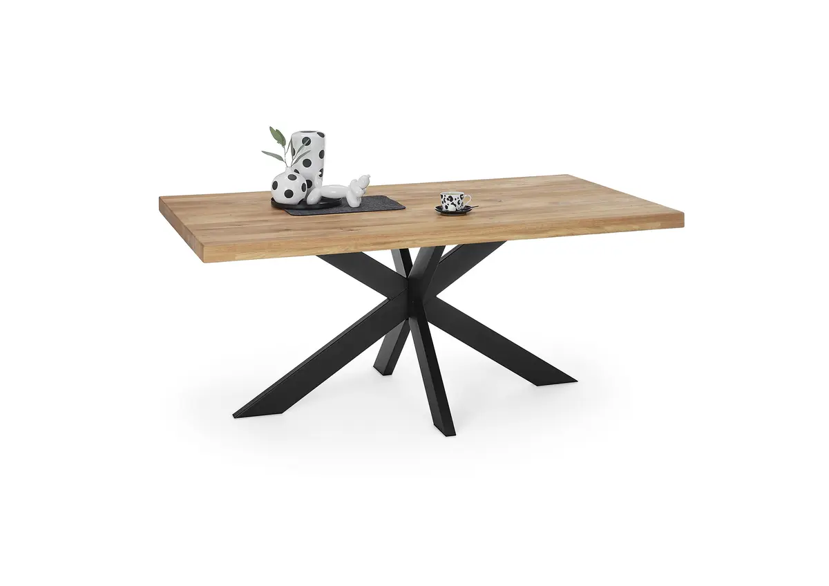 Esstisch - LB ca. 180x100 cm, Wildeiche massiv geölt, Schwarz
