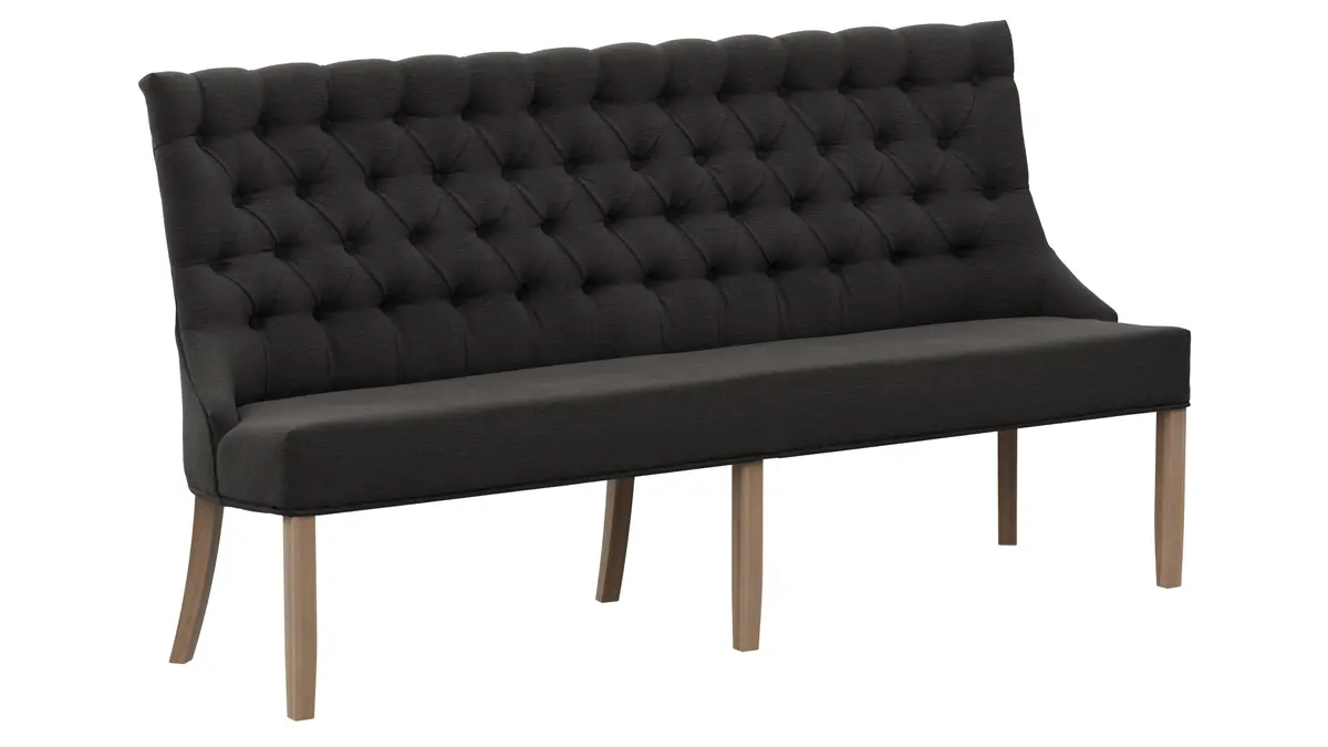 Polsterbank Litchfield - B. ca. 200cm, Stoff, Schwarzgrau