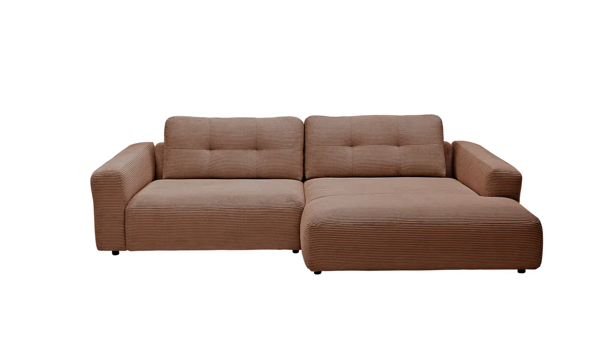 Ecksofa - 1,5-Sitzer mit Longchair rechts, Cord, Hellbraun