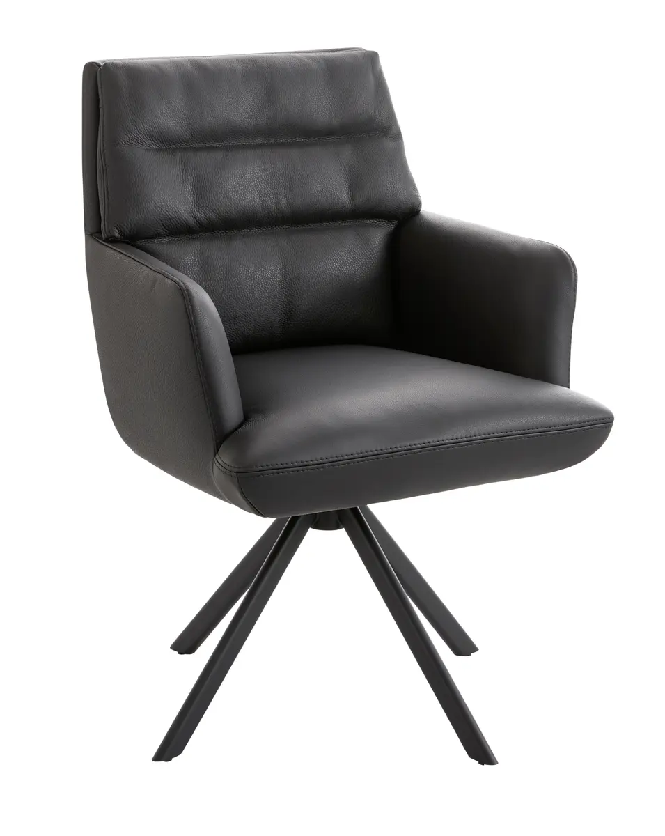 Armlehnstuhl Capitolo - Leder, Schwarz