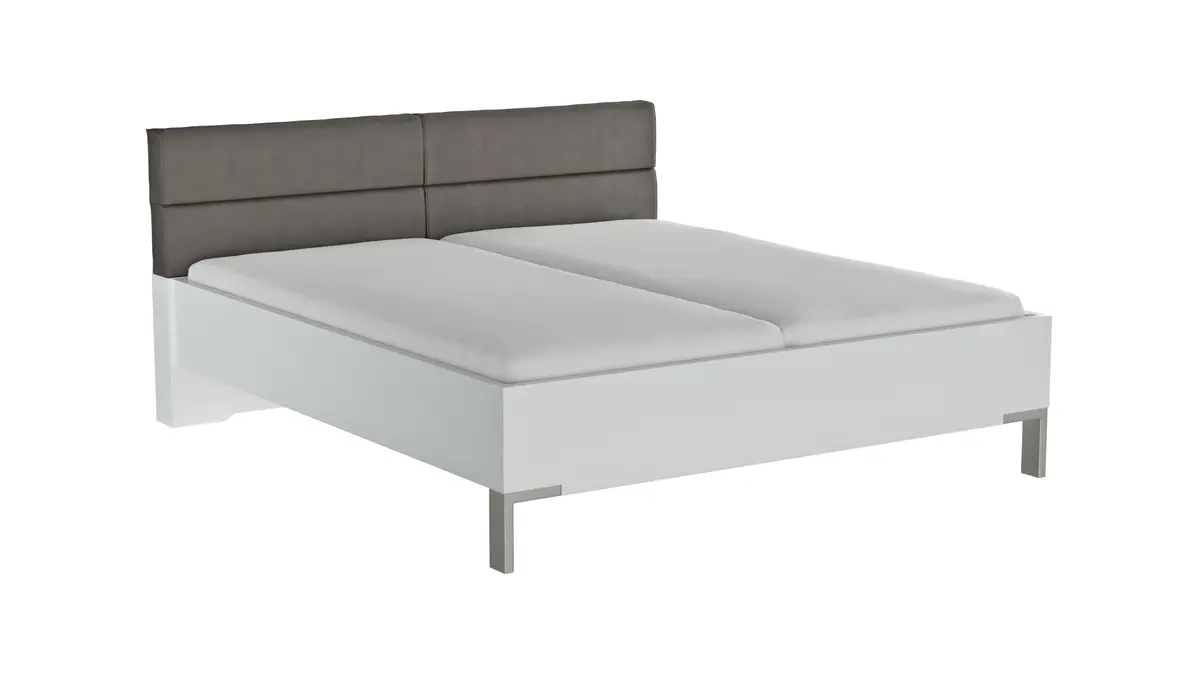 Bett Viana - Liegefläche ca. 180x200 cm, Holzwerkstoff Weiß, Kunstleder Anthrazit