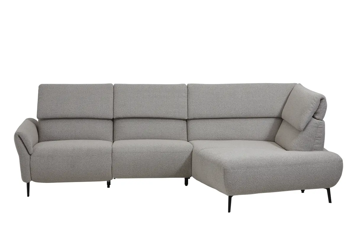 Ecksofa Managa - 2-Sitzer mit Ecke rechts, Stoff, Natur