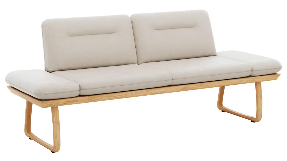 Bank Kamari - Breite ca. 208cm, Seitenteile verstellbar, Leder, Kitt