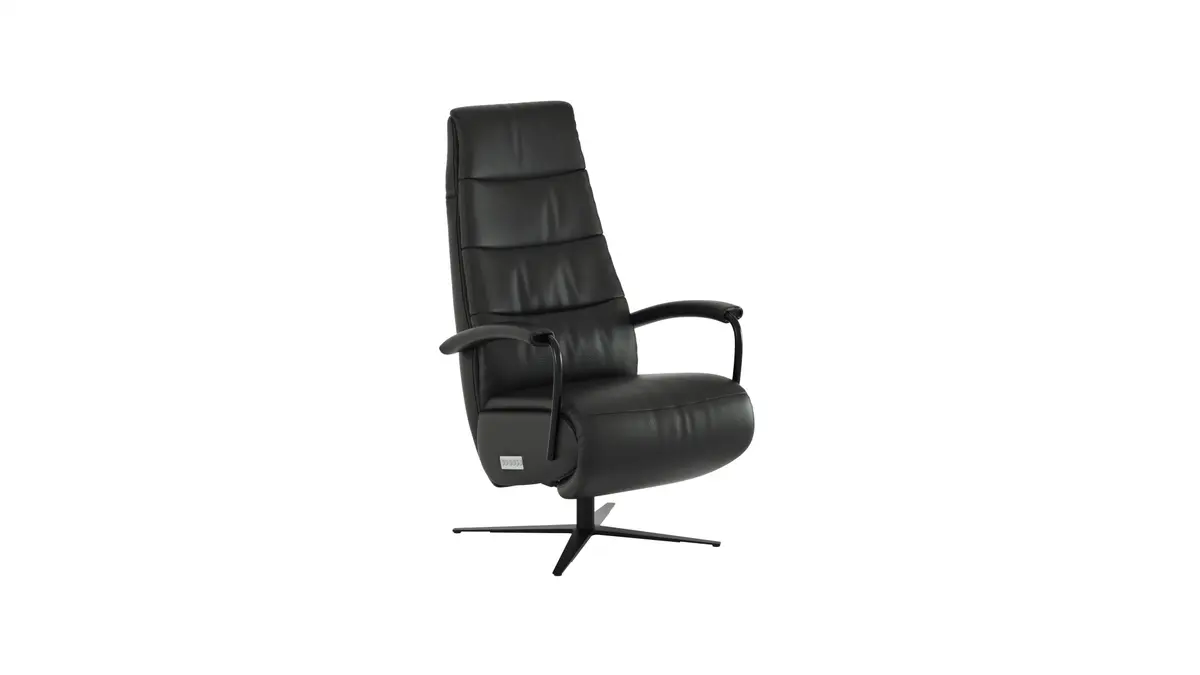 Relaxsessel Rafael - inkl. Relaxfunktion (motorisch), Leder, Schwarz