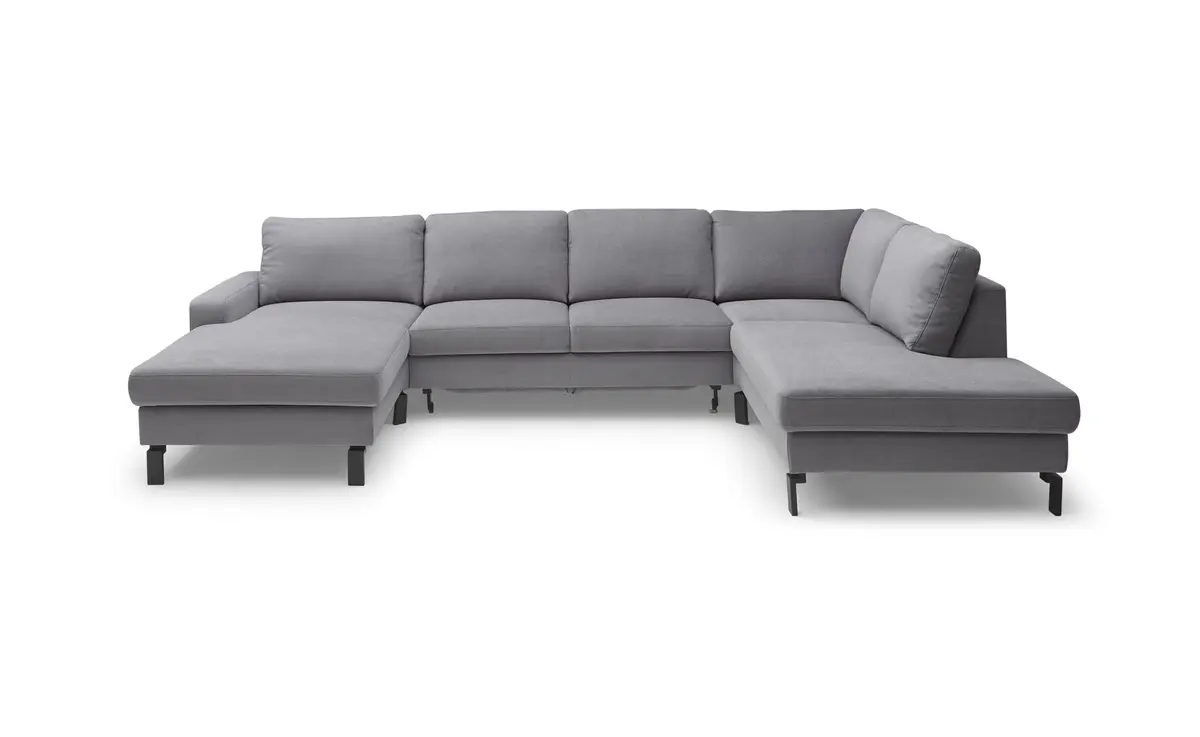 Wohnlandschaft CALM - inkl. Schlaffunktion, Ecke rechts, Microfaser, Grau