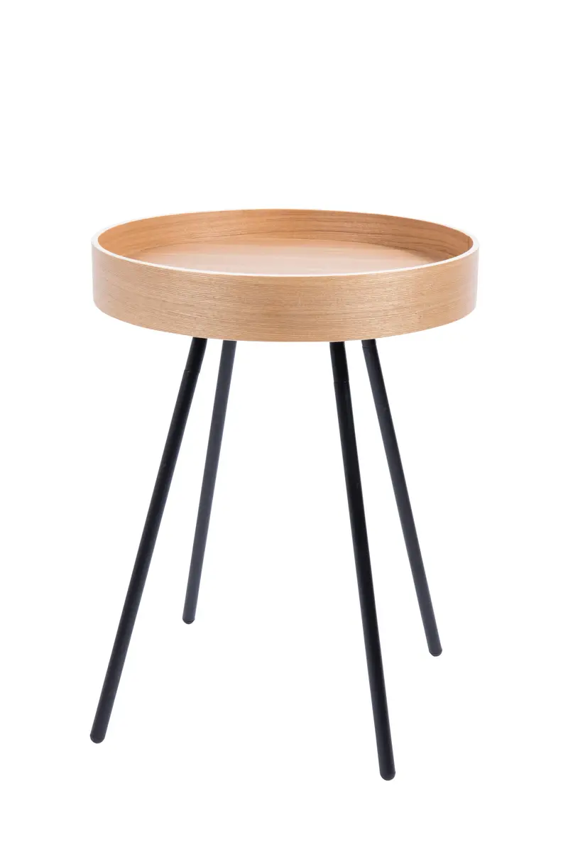 Beistelltisch - BHL ca. 46,5x55,5x46,5 cm, Eiche furniert, Schwarz