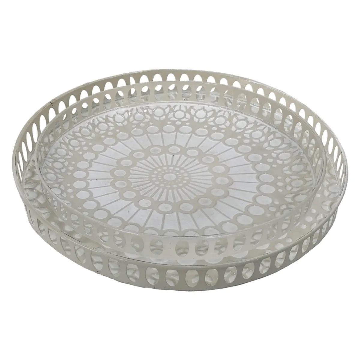 Deko-Tablett - 2er Set, Creme/Weiß