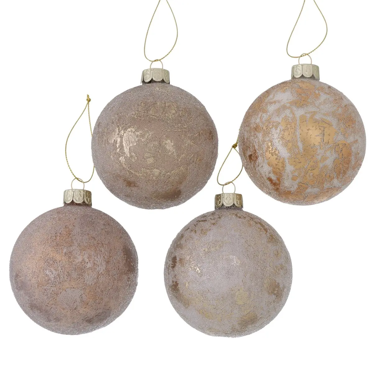 Weihnachtskugel, Ø ca. 8 cm, Cremeweiß/Goldfarben/Weiß