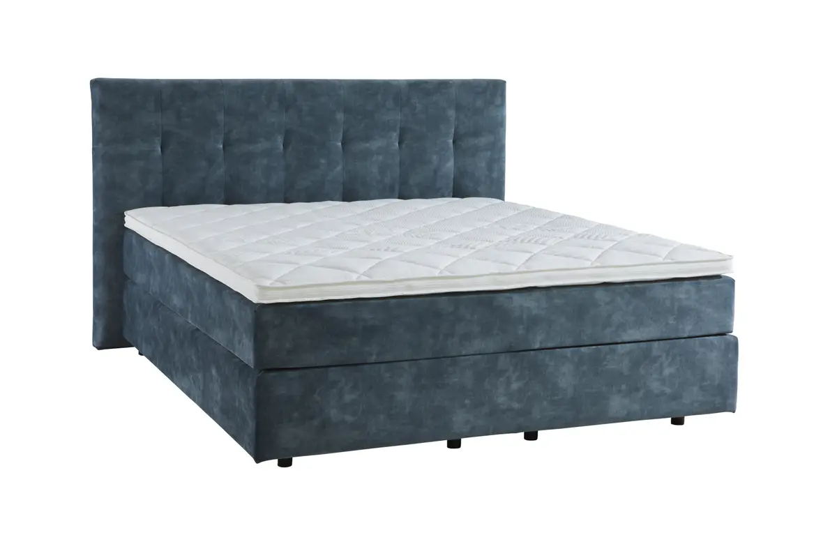 Boxspringbett Valencia - Liegefläche ca. 180x200cm, Stoff, Blau