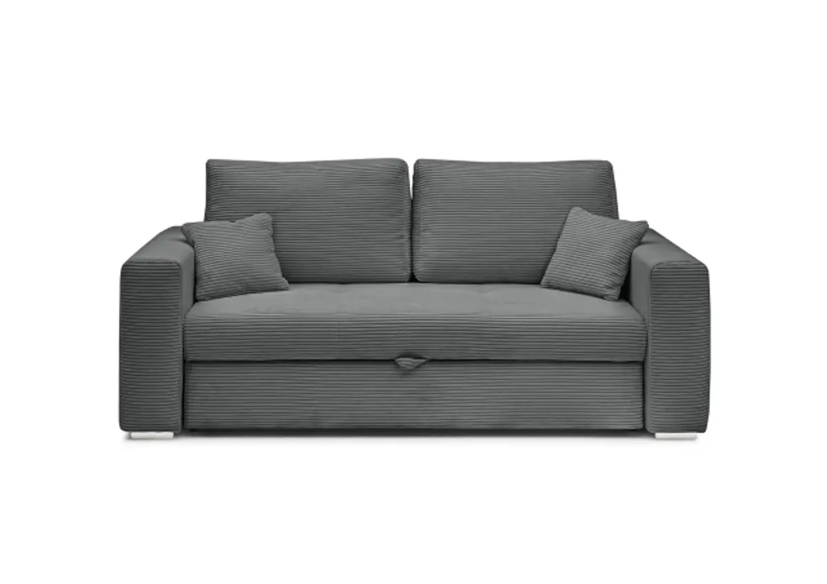 Sofa JORDEN 2 - 2,5-Sitzer inkl. Schlaffunktion mit Bettkasten, Stoff, Grau