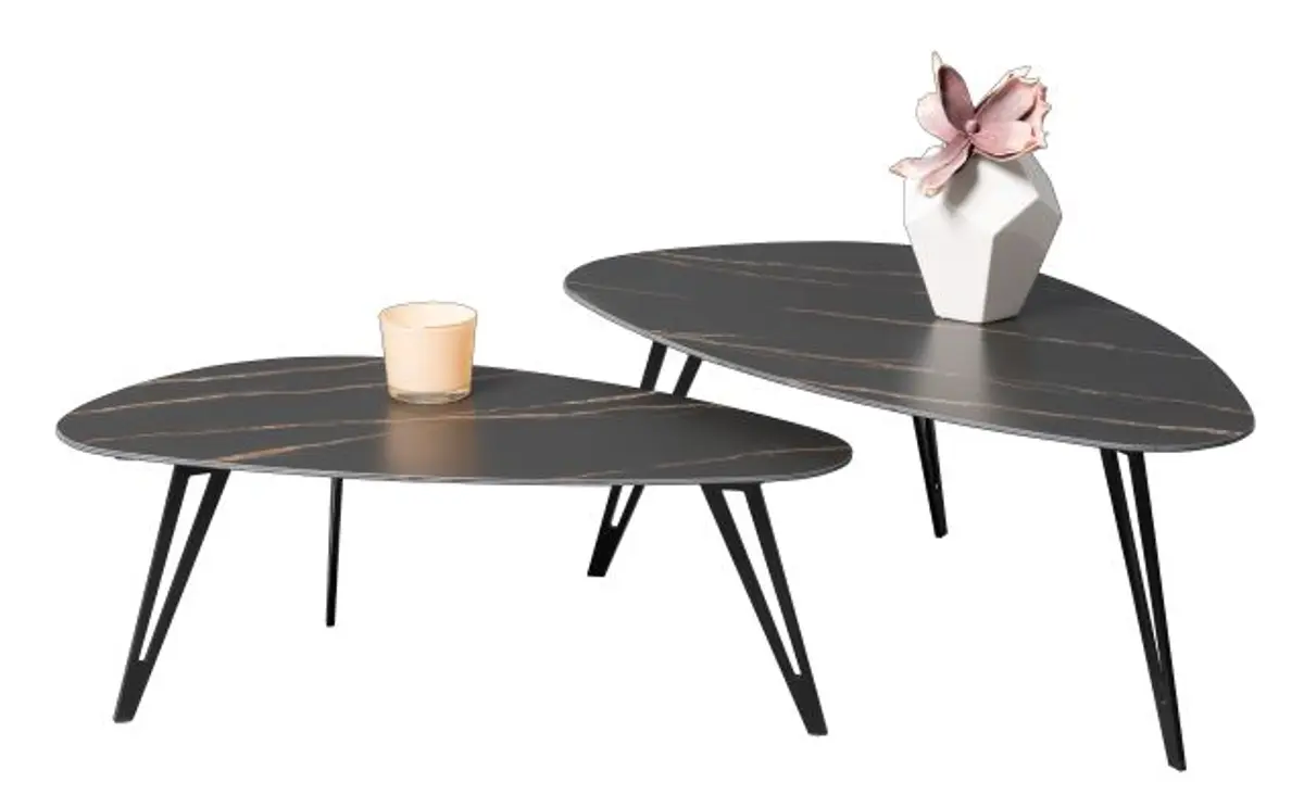 Couchtisch - 2er Set, Stein, Dunkel