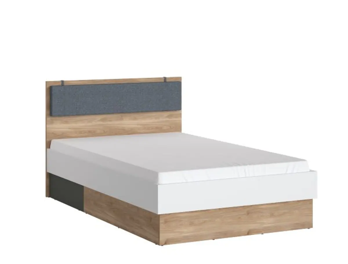 Bettgestell- Liegefläche ca. 120x200 cm, Eiche Dekor, Weiß, Graphit