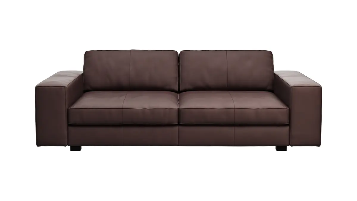Sofa Aprino 1 - 3,5-Sitzer XXL, Dickleder, Dunkelbraun, Armlehne Block breit