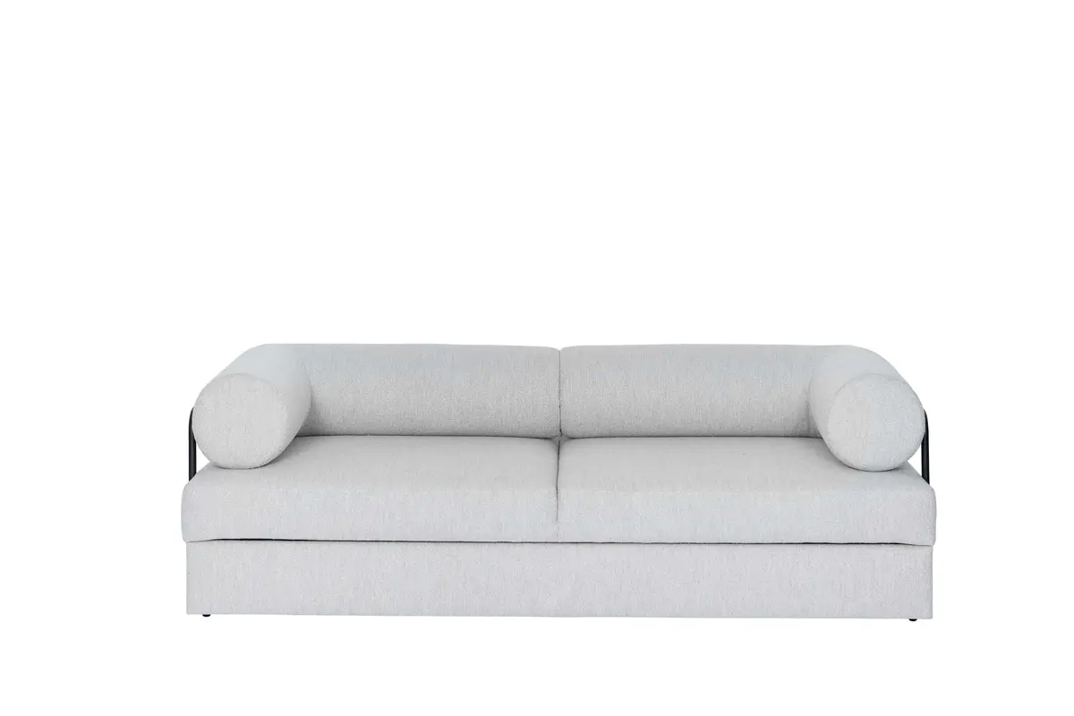 Schlafsofa - LF. ca. 165x200 cm, Flachgewebe, Beige, Hellgrau