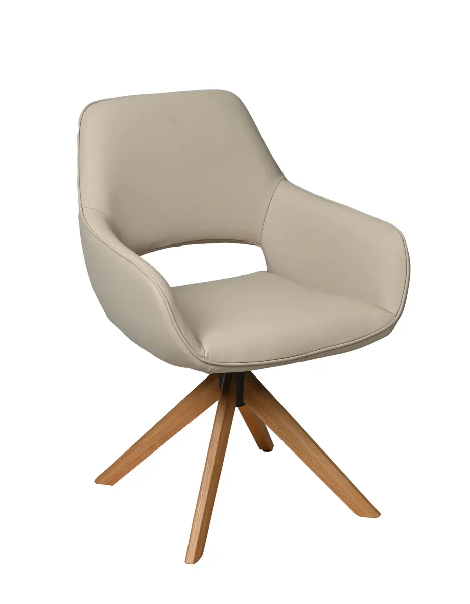 Armlehnstuhl MARIELLE - drehbar, Leder, Latte