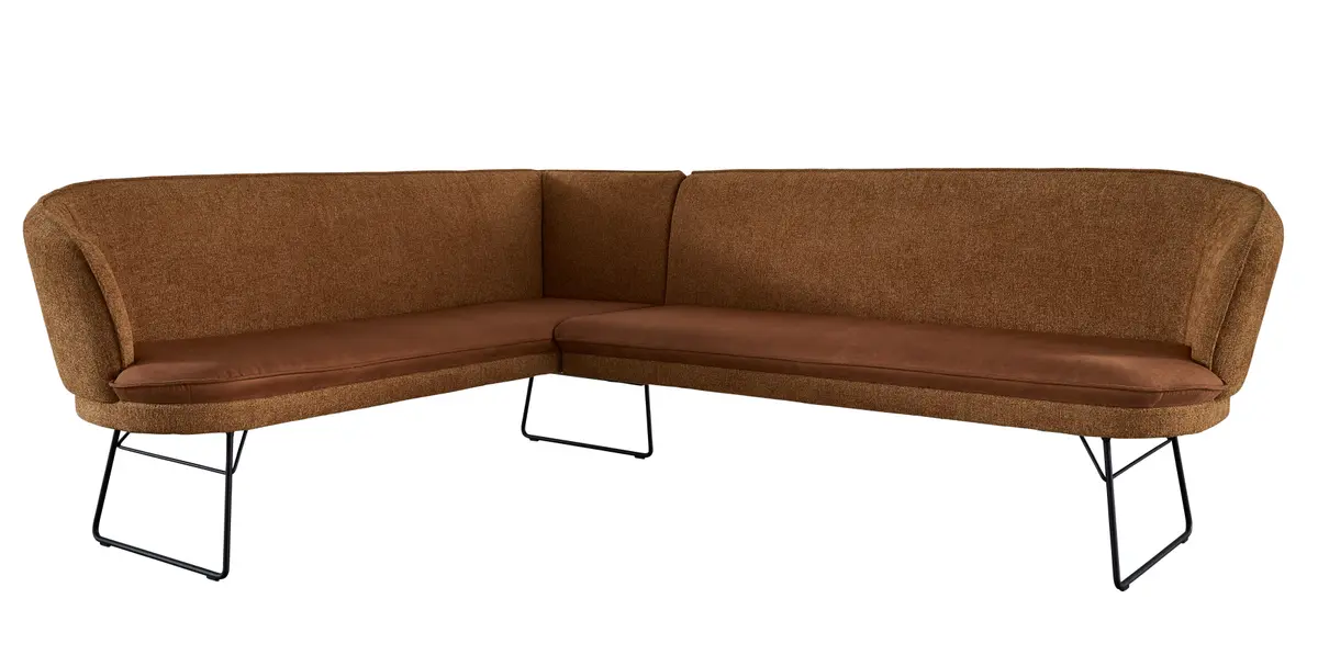 Eckbank Calvia - Breite ca. 233x185 cm, Stoff, Curry