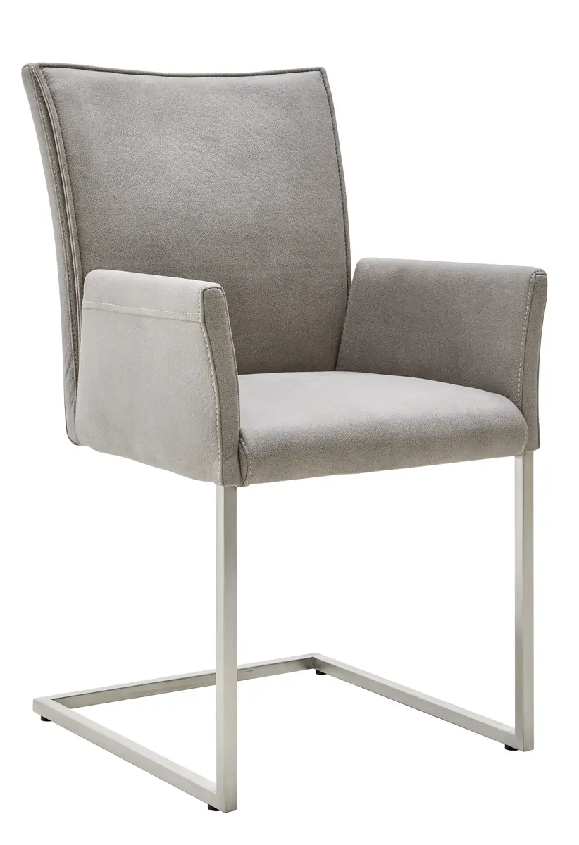Armlehnstuhl Floriana - Stoff, Hellgrau