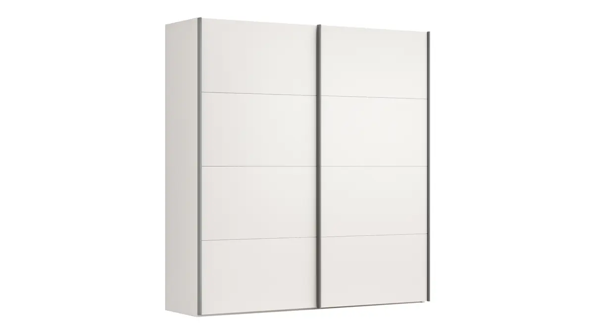 Schwebetürenschrank Viana - B ca. 212 cm, Lack, Weiß