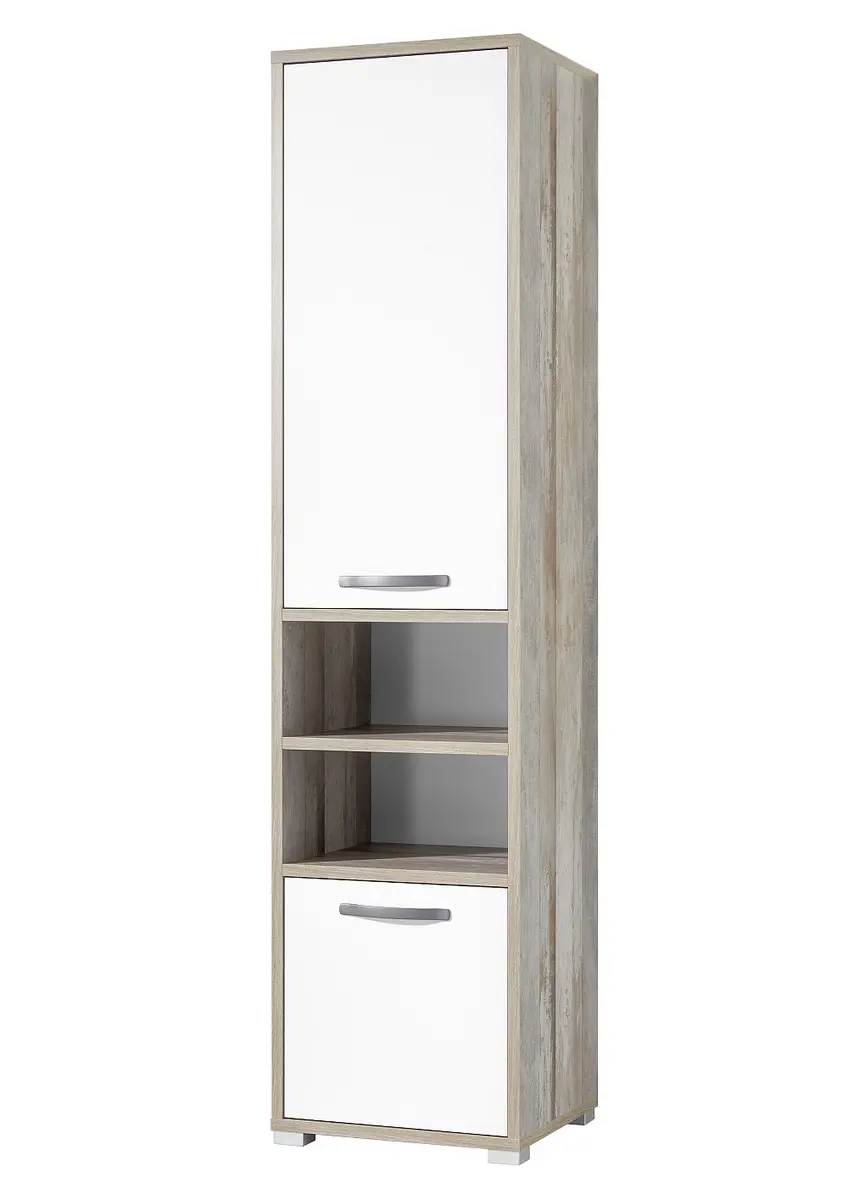 Hochregal- Holz Dekor, Weiß