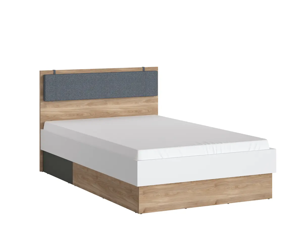 Bettgestell- Liegefläche ca. 120x200 cm, Eiche Dekor, Weiß, Graphit
