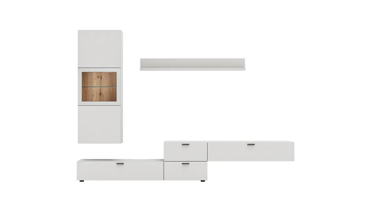 Wohnwand Palos - Lack, Silbergrau