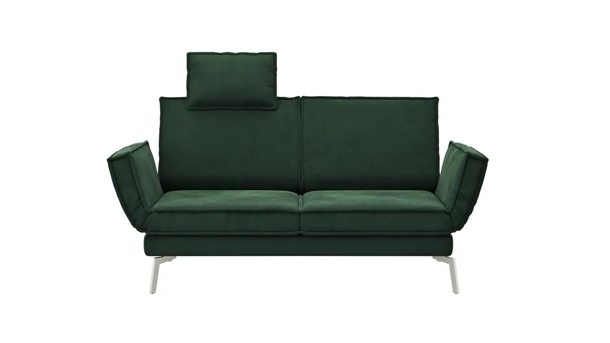 Sofa My - 2-Sitzer mit Rückenlehne/Armlehne verstellbar und Drehsitze, Stoff, Dunkelgrün