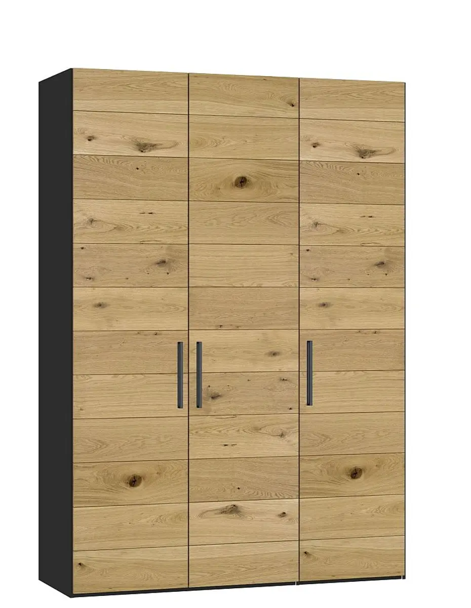 Drehtürenschrank JOIN IT- B ca. 152 cm., Schwarz, Eiche, Natur, Bretteroptik