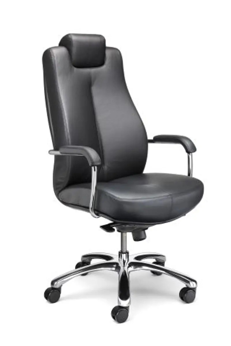 Bürodrehstuhl XXL - mit Multiblock-Mechanik, Softleder, Schwarz