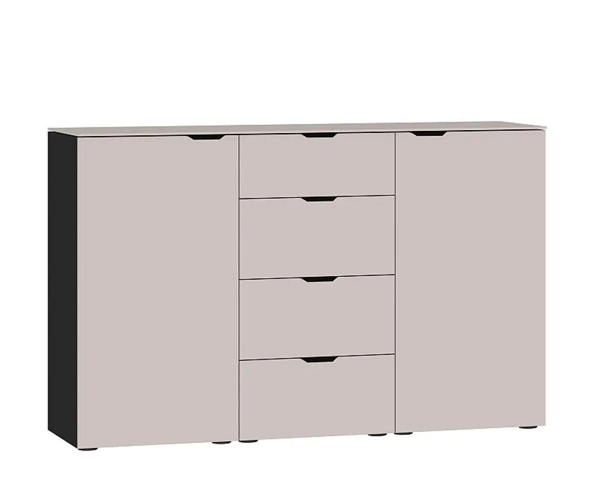 Kommode JOIN IT- Glas, Hellrosa, Matt, Schwarz