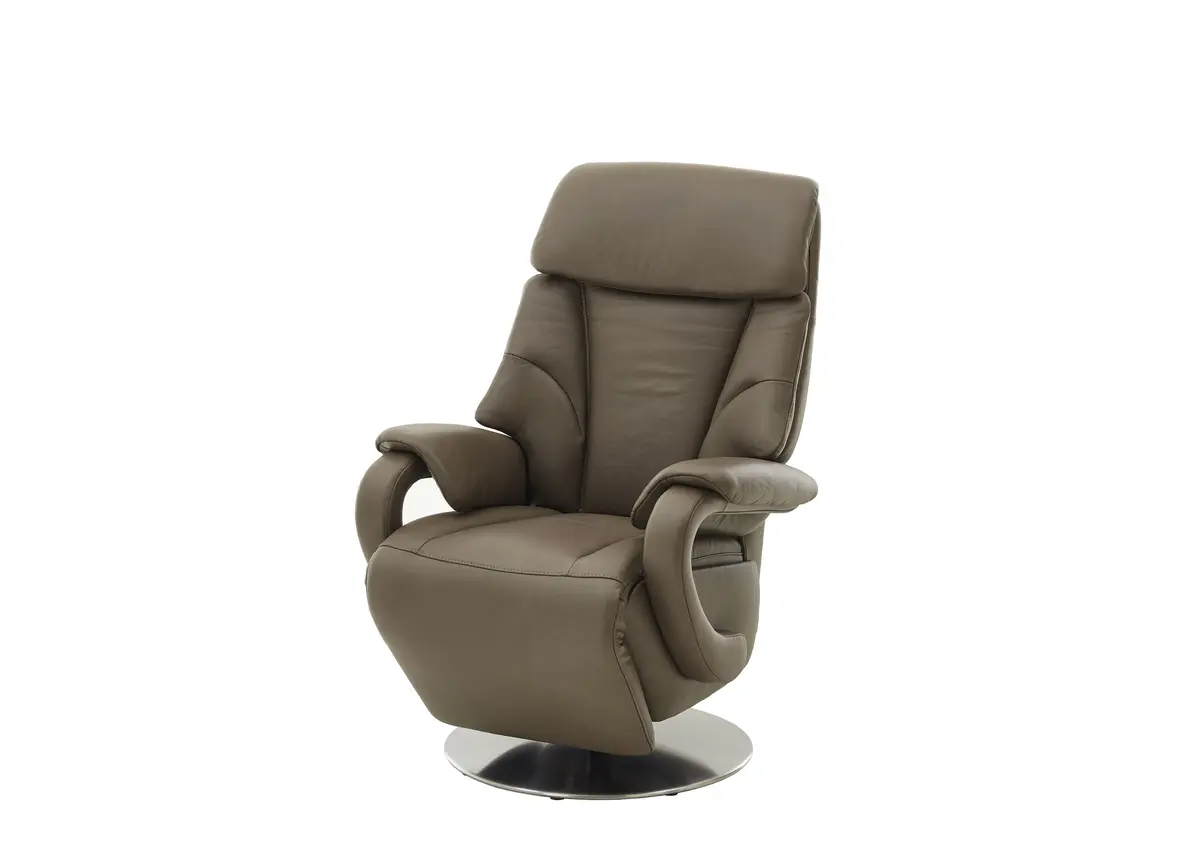 Fernsehsessel EM Celle - Relaxfunktion, Leder, Steingrau