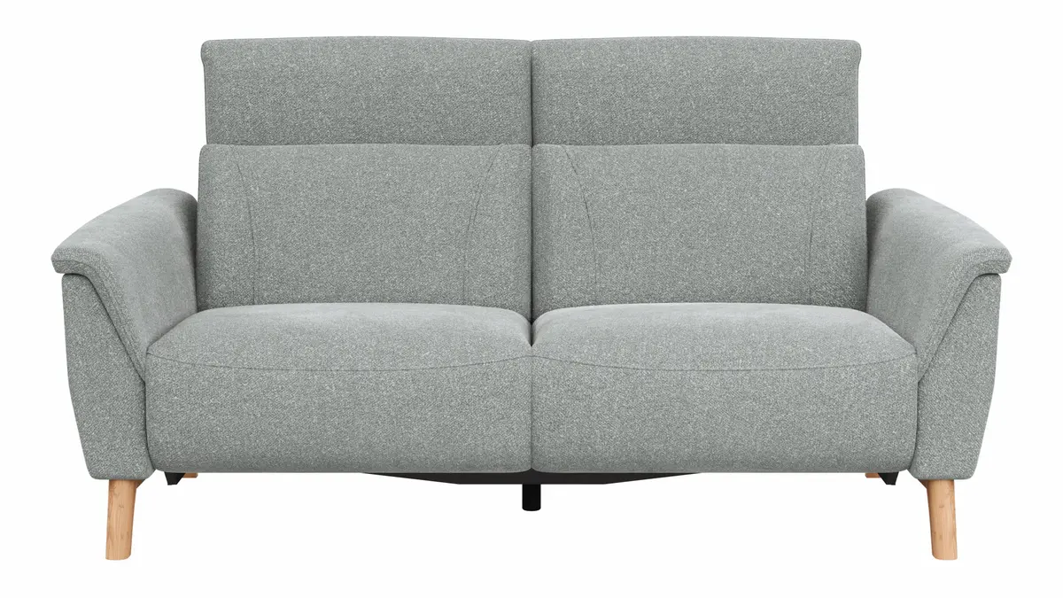 Sofa Nevin - 2,5-Sitzer inkl. Sitzvorzug (motorisch) und Kopfpolsterverstellung, Stoff, Silbergrau