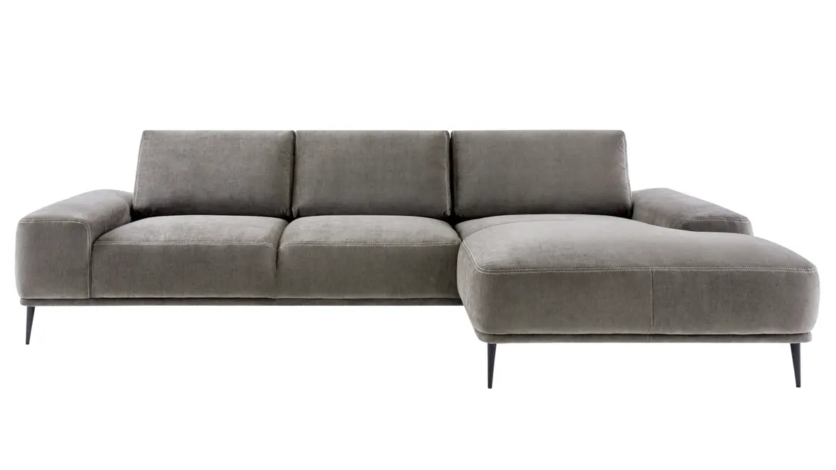 Ecksofa Oslo - 2,5-sitzer, Longchair rechts, Stoff, Dunkelbraun
