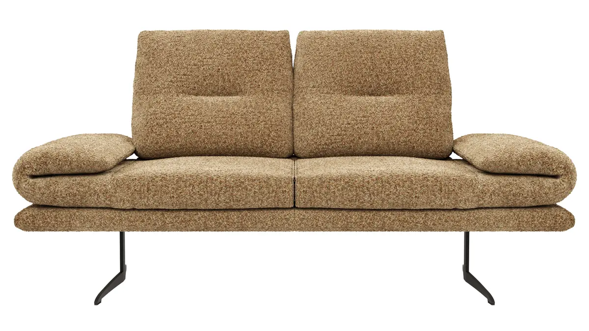 Sofa Lucero 2.0 - 2-Sitzer klein inkl. Rückenlehne, Stoff, Cognac
