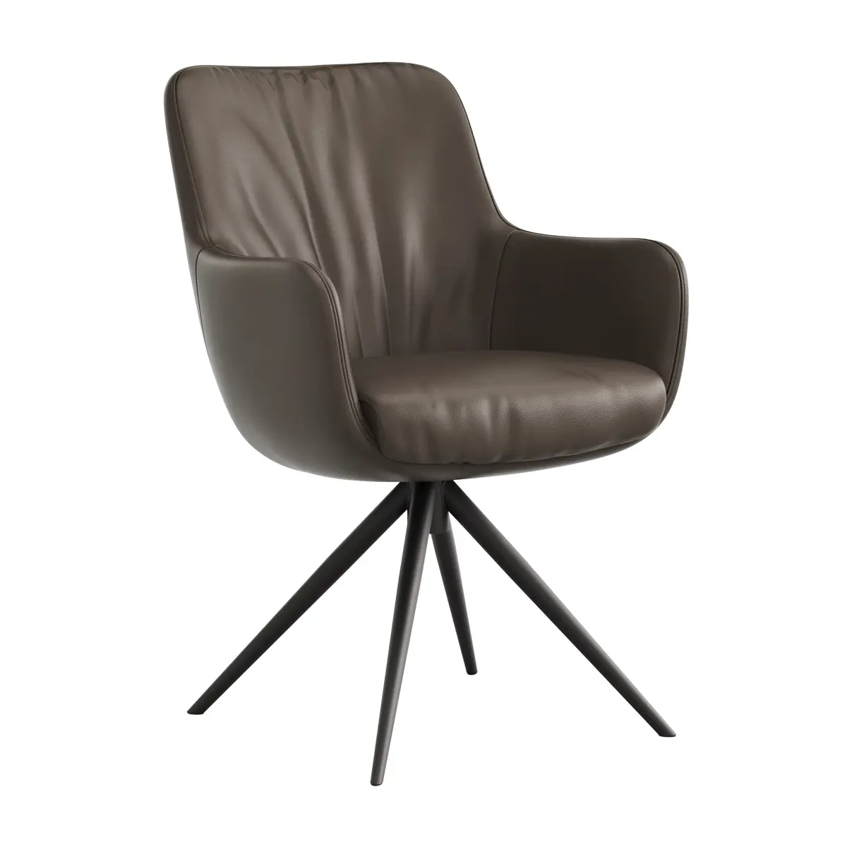 Armlehnstuhl Mis Legere - Leder, Schoko, Gestell, Anthrazit