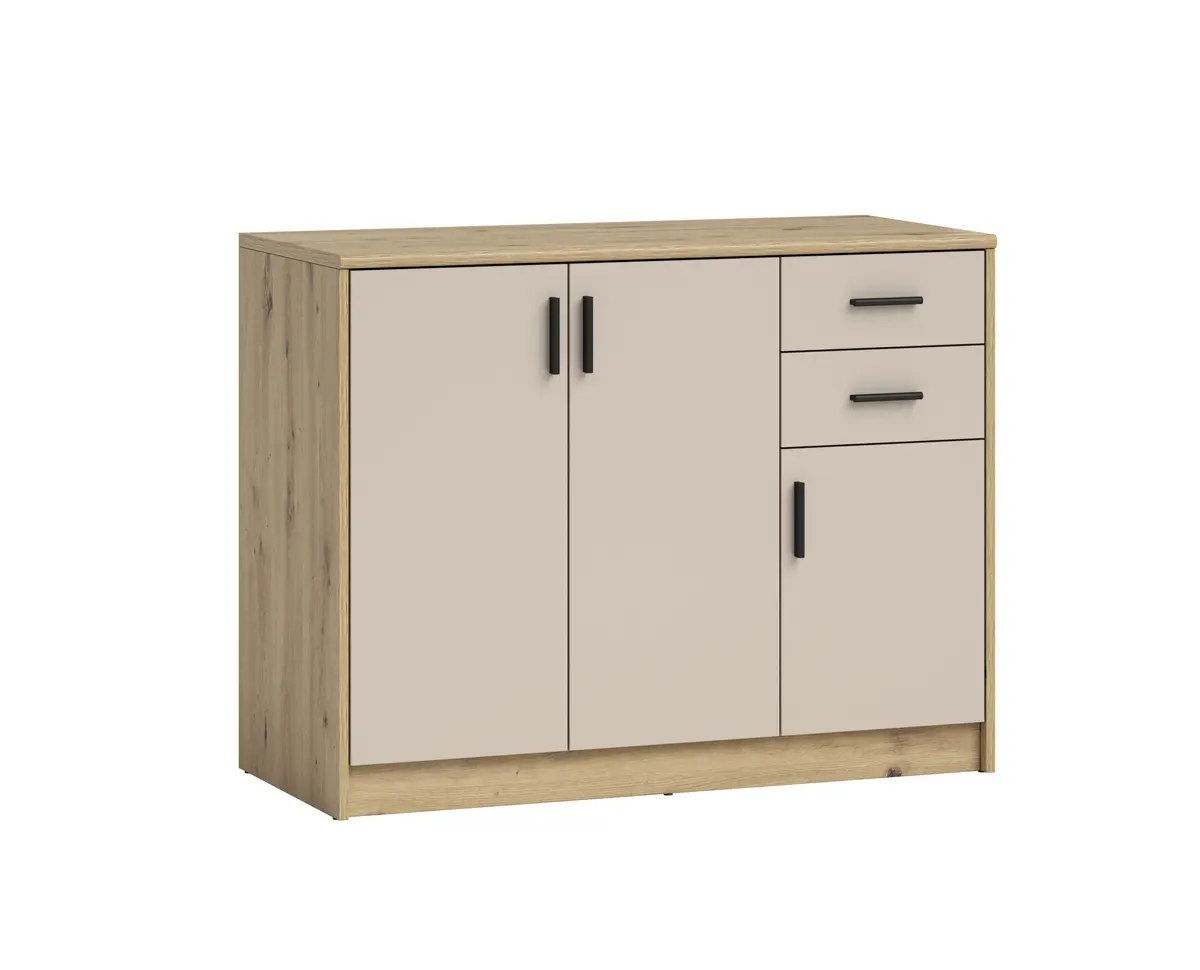 Kommode - B ca. 109 cm, Artisan Eiche Nachbildung, Kaschmir