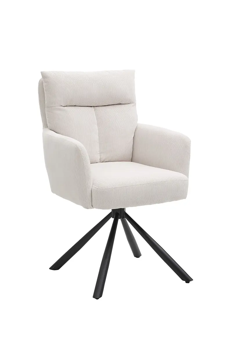 Armlehnstuhl - drehbar, Cord, Hellbeige