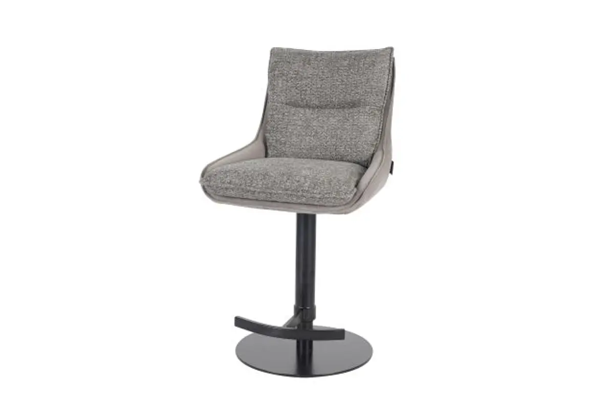 Barhocker MANDY - höhenverstellbar, Stoff, Graubeige
