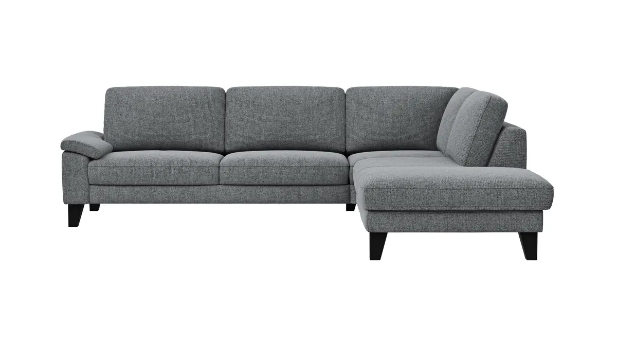 Ecksofa Oviedo - 2,5-Sitzer mit Ecke rechts inkl. Drehsitz, Stoff, Grau