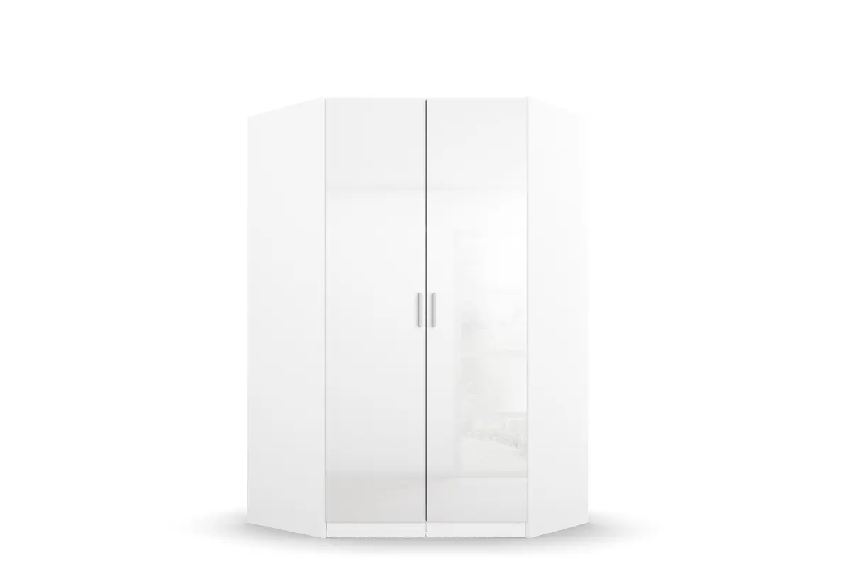 Eckschrank- B ca. 117 cm, Weiß, Weiß Hochglanz