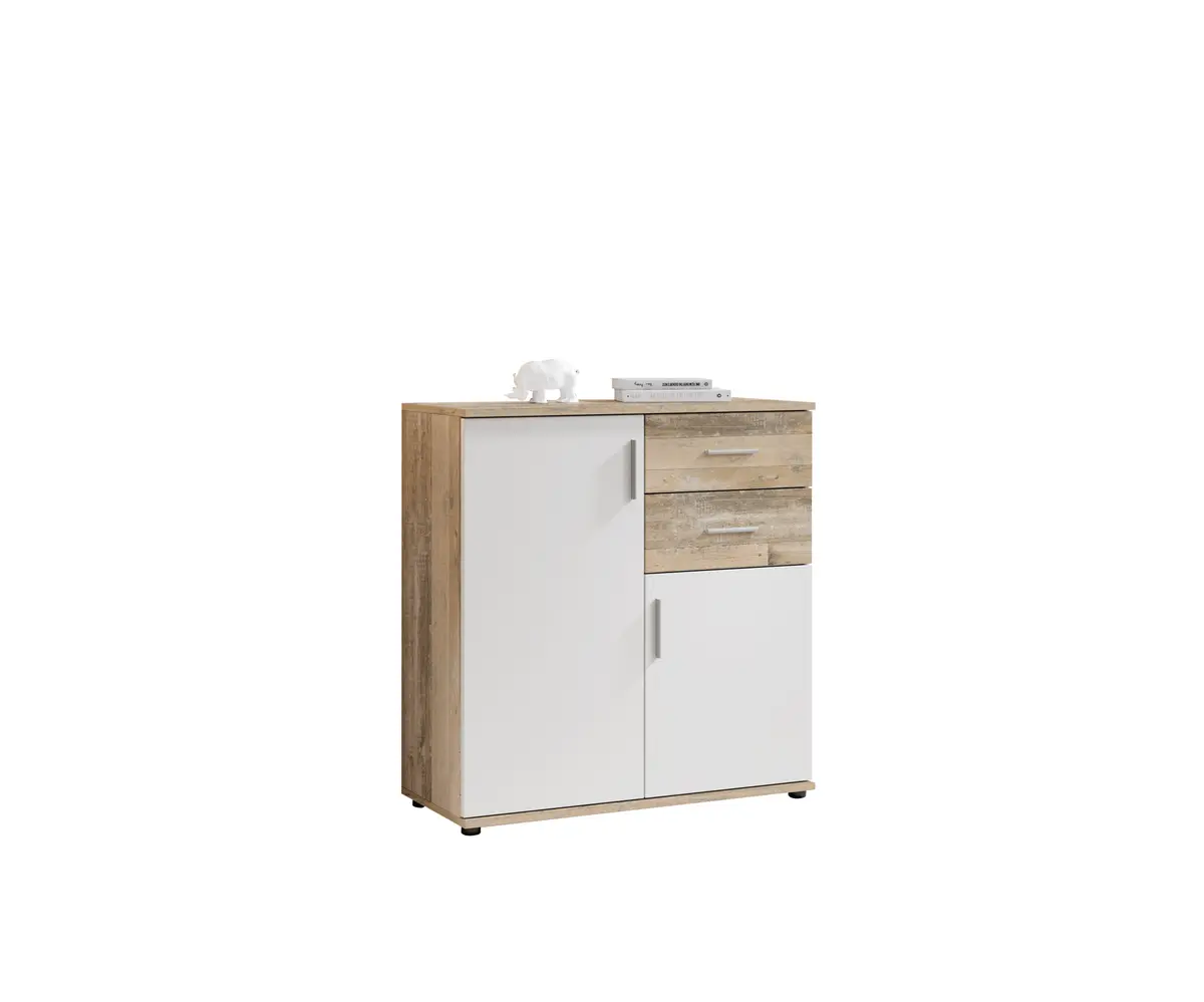Kommode - B ca. 80 cm, Holz Nachbildung, Weiß